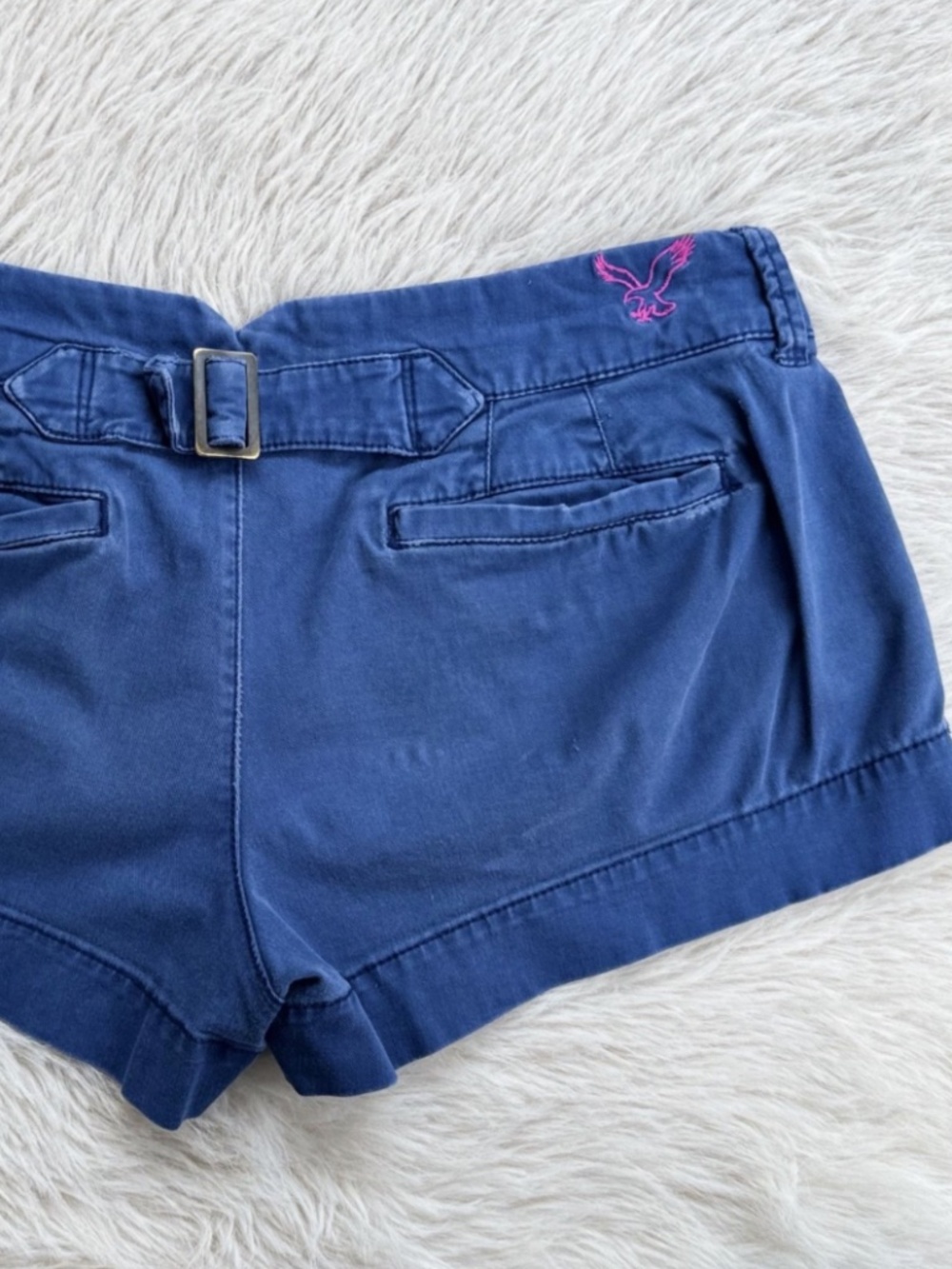 Y2K American Eagle Navy Low Rise Belted Shorts Preppy Coquette Mini Hot Shorts